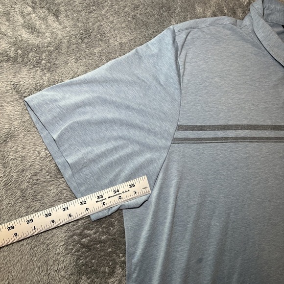 Travis Matthew Men's SZ 3XL Short Sleeve Gold Polo Baby Blue W Grey Stripe Shirt - Picture 8 of 16